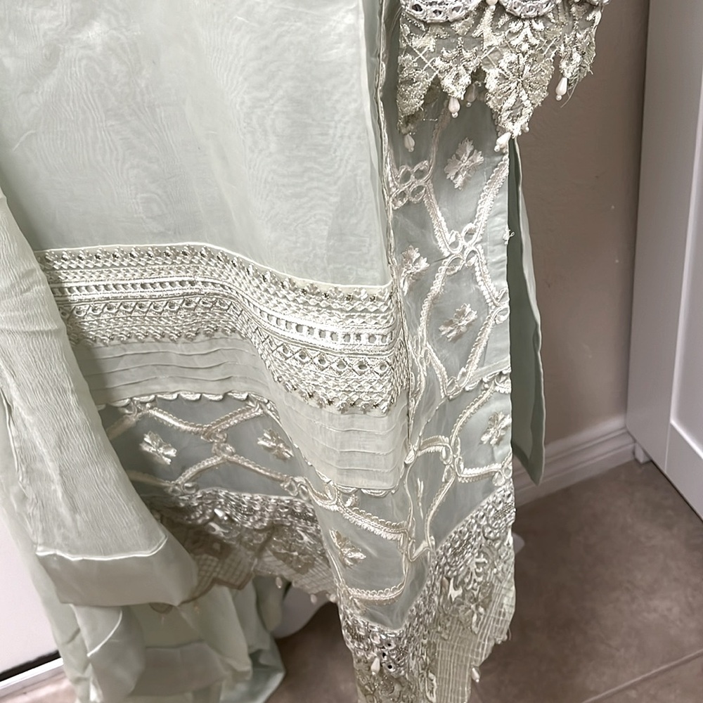 Pakistani Indian Shalwar Kameez Apple Green Embro… - image 7